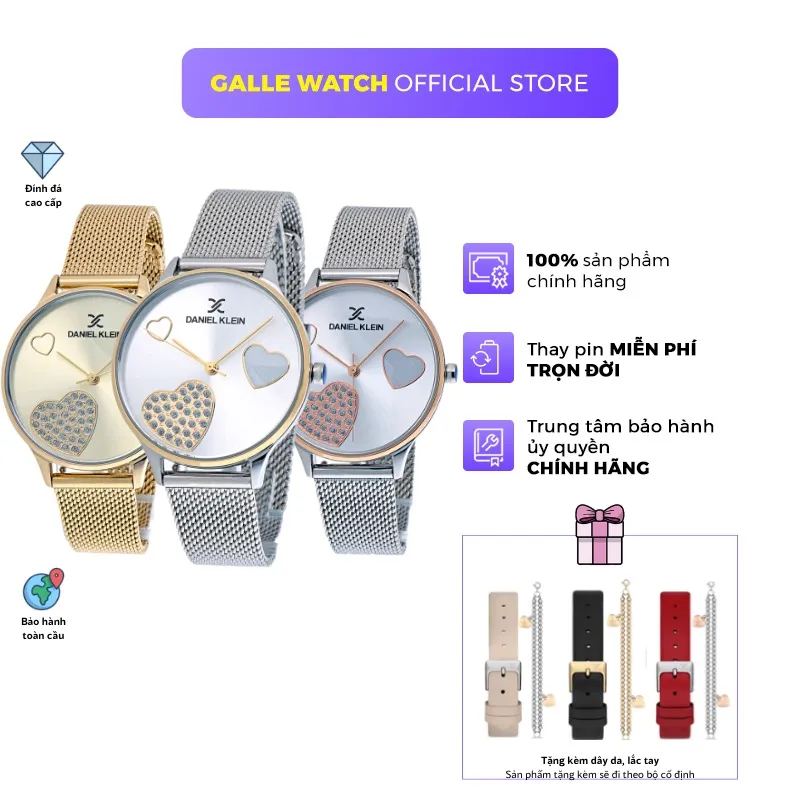 Ảnh Đồng hồ nữ Daniel Klein Watch DK.1.13021 mặt nhỏ đính đá, kính cứng chống xước, chống nước, dây thép đeo tay cao cấp 1