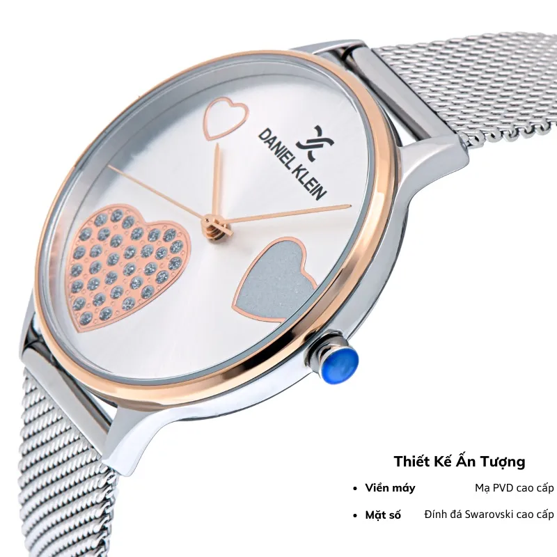 Ảnh Đồng hồ nữ Daniel Klein Watch DK.1.13021 mặt nhỏ đính đá, kính cứng chống xước, chống nước, dây thép đeo tay cao cấp 3