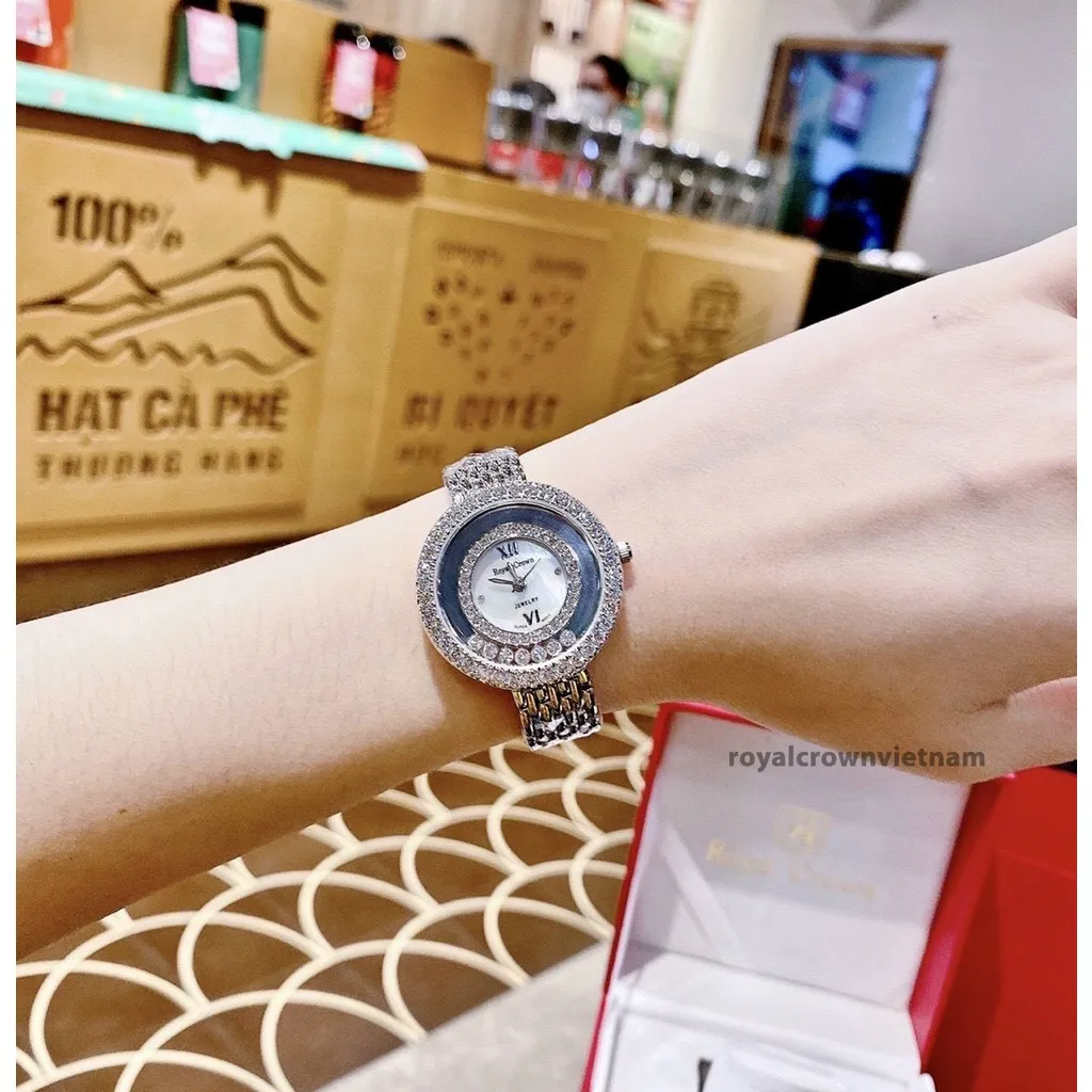 Ảnh Đồng Hồ Nữ Dây Kim Loại Chính Hãng Royal Crown 3628 Mềm Mại Ôm Tay 4