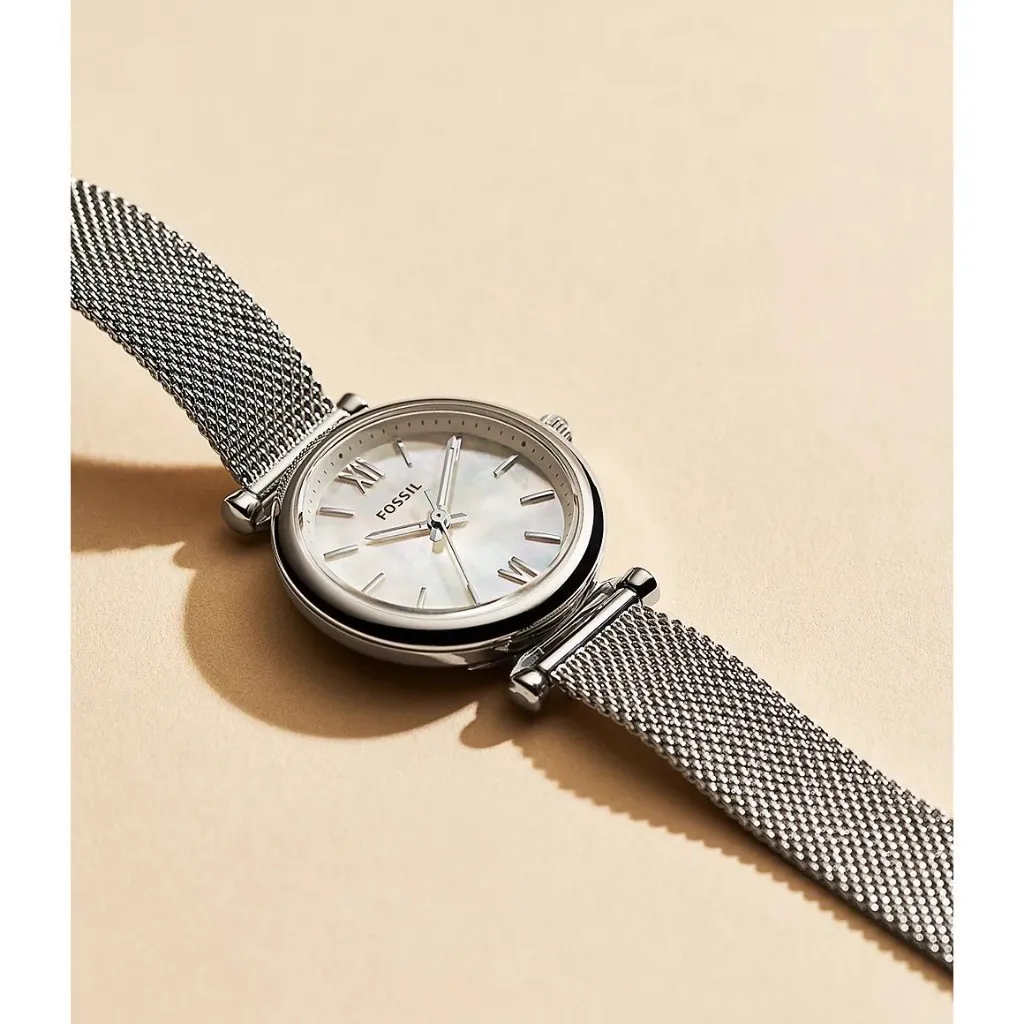 Ảnh Đồng hồ nữ Fossil Carlie dây kim loại, mặt xà cừ 29 MM, màu bạc, ES4432 2