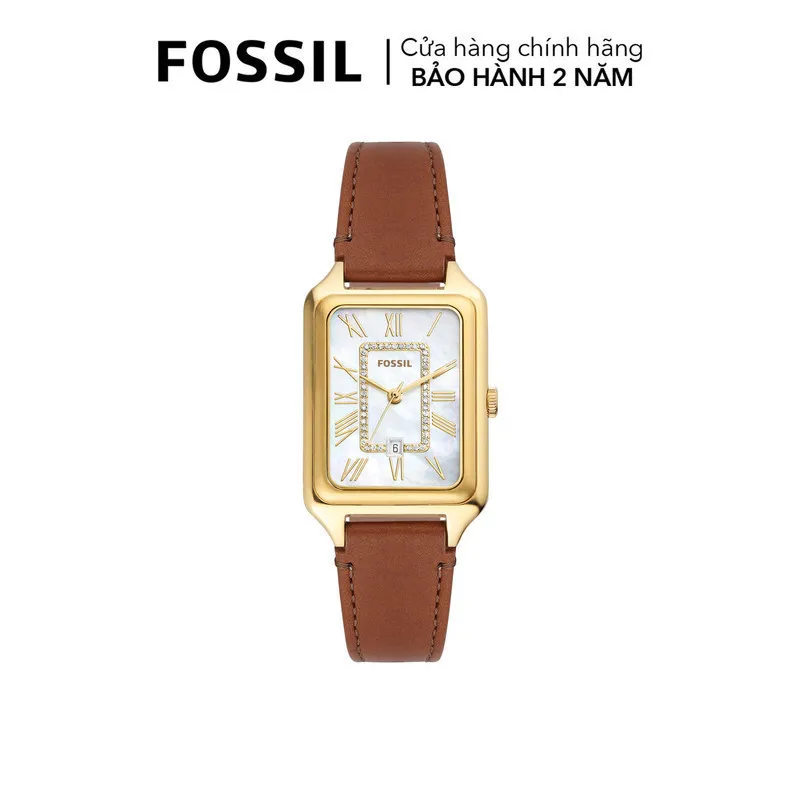 Ảnh Đồng hồ nữ Fossil Raquel dây da thật màu nâu, mặt chữ nhật khảm xà cừ 26 MM, ES5307 1