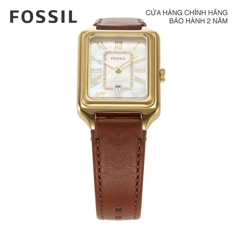 Ảnh Đồng hồ nữ Fossil Raquel dây da thật màu nâu, mặt chữ nhật khảm xà cừ 26 MM, ES5307 3