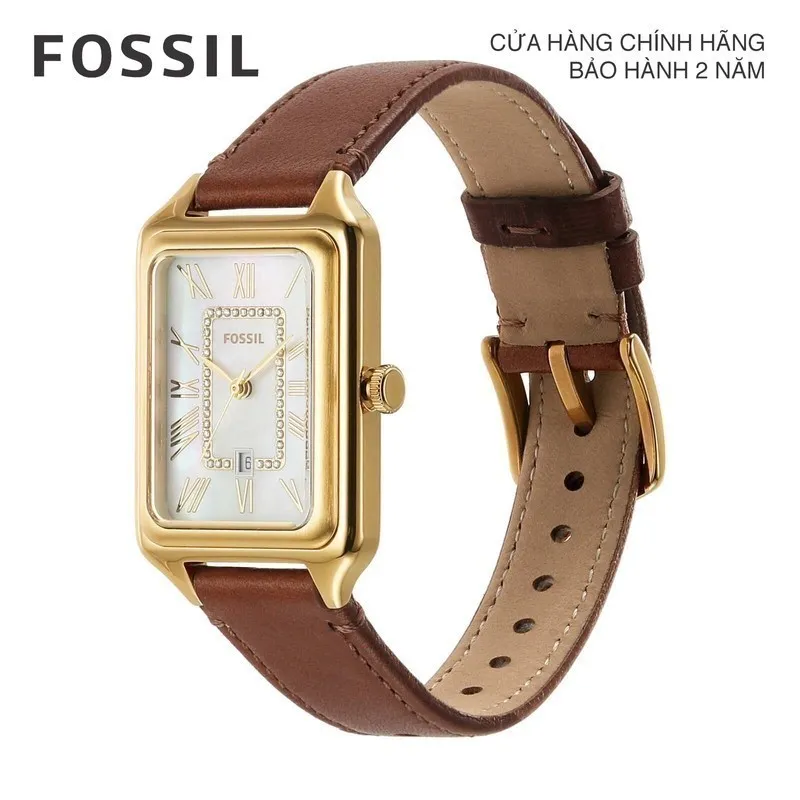 Ảnh Đồng hồ nữ Fossil Raquel dây da thật màu nâu, mặt chữ nhật khảm xà cừ 26 MM, ES5307 4