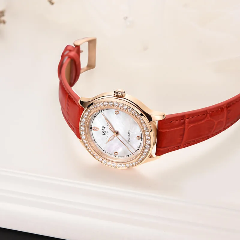 Ảnh Đồng Hồ Nữ I&W Carnival 593L1 Chính Hãng Full Box Chống Nước Kính Saphire Chống Xước Dây Da Cao Cấp (Máy Pin-Quartz) 3