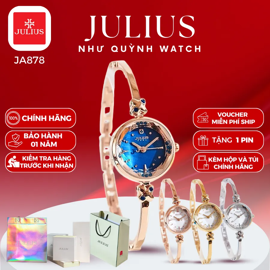 Ảnh Đồng hồ nữ Ja-878 Julius Hàn Quốc chính hãng Mặt size 2,3cm dây thép (4 màu) 1