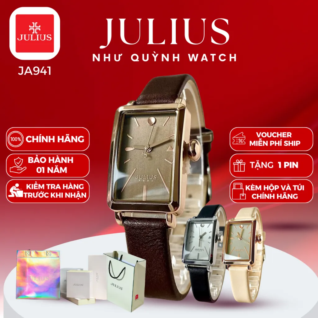 Ảnh Đồng hồ nữ Ja-941 Julius Hàn Quốc Mặt size 2,1 x 3cm dây da ( 3 màu) 1