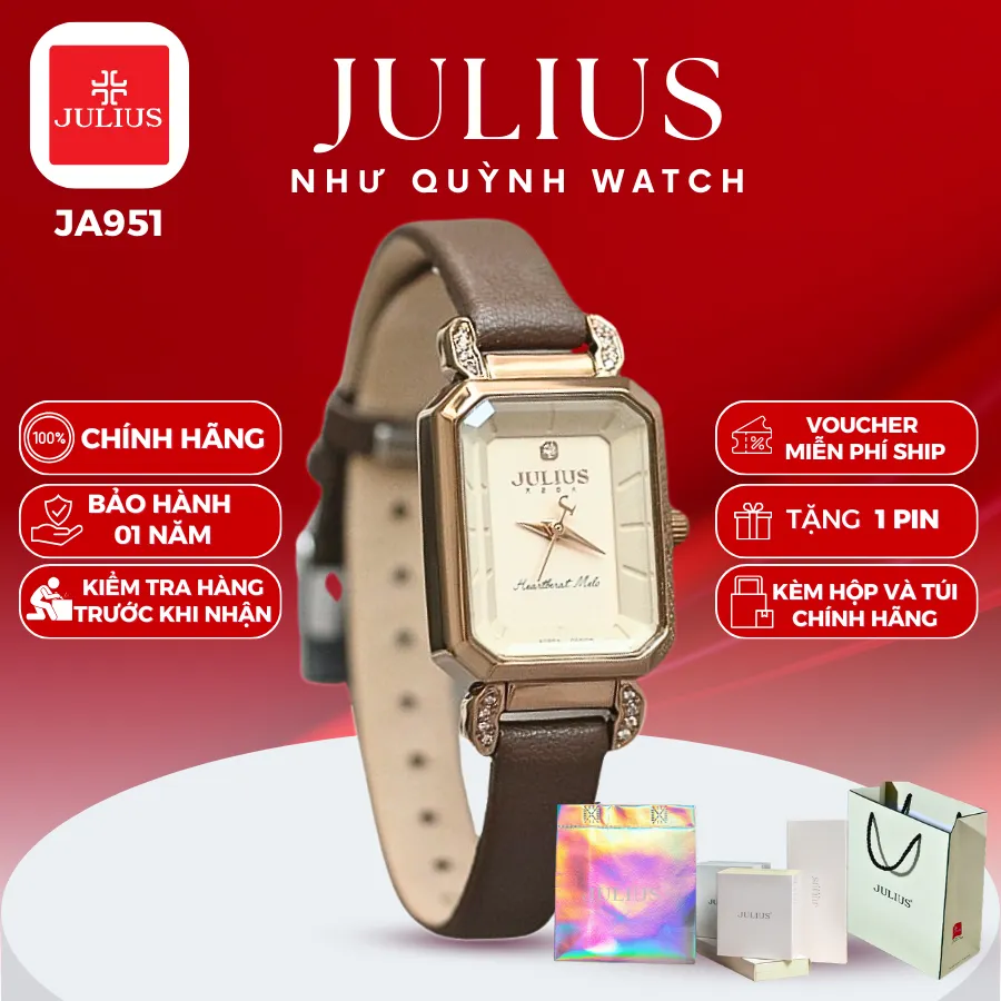 Ảnh Đồng hồ nữ Julius Hàn Quốc Ja-951 dây da (Nâu) 1