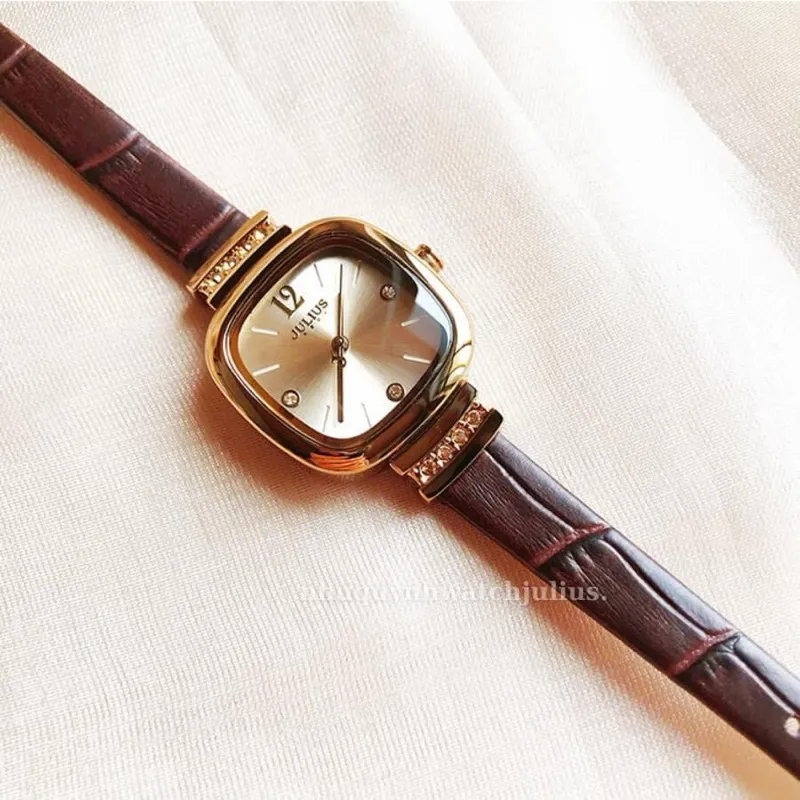 Ảnh Đồng hồ nữ Julius Hàn Quốc Ja-863 size mặt 2,8cm dây da (Nâu) 2