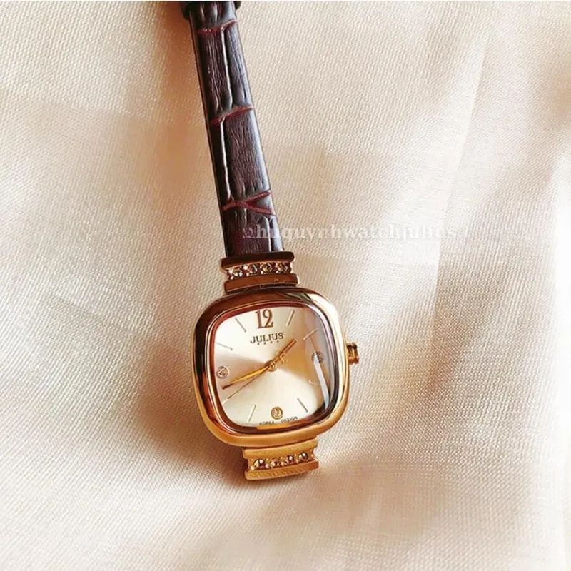 Ảnh Đồng hồ nữ Julius Hàn Quốc Ja-863 size mặt 2,8cm dây da (Nâu) 3