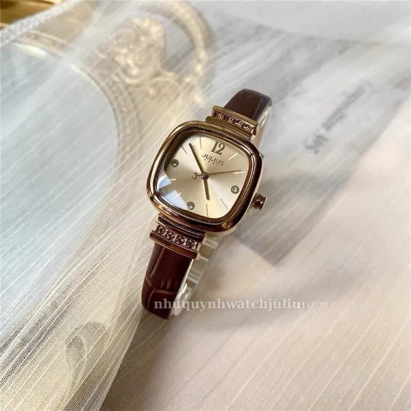 Ảnh Đồng hồ nữ Julius Hàn Quốc Ja-863 size mặt 2,8cm dây da (Nâu) 4