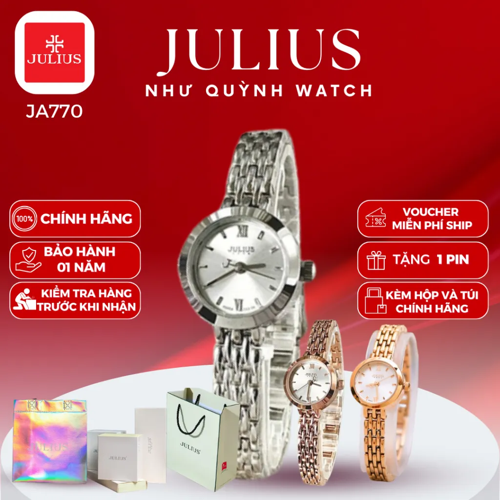 Ảnh Đồng hồ nữ Julius Hàn Quốc Ja-770 size mặt 2cm dây thép (3 màu) 1