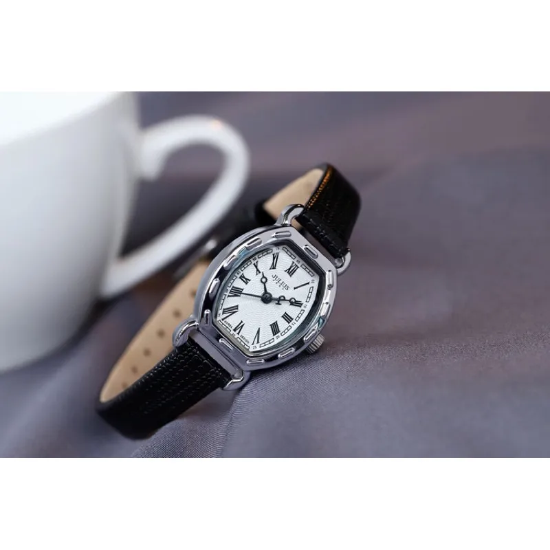 Ảnh Đồng hồ nữ Julius Hàn Quốc JA-544 Mặt size 2,5 x 2,1cm dây da 5 màu (nâu, đỏ, trắng, trắng mặt vàng, đen) 3