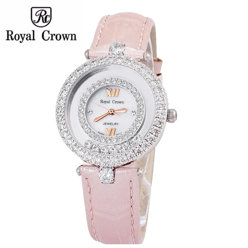 Ảnh Đồng Hồ Nữ Royal Crown 3628 Dây Da Hồng Chính Hãng Đẹp Dịu Dàng Nữ Tính 1