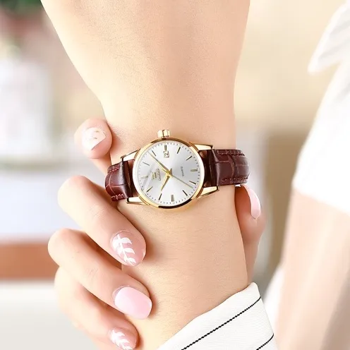 Ảnh Đồng Hồ OLEVS 6898 Chống Thấm Nước Kiểu Dáng Thời Trang Cho Nữ dây da đẹp giá rẻ 2