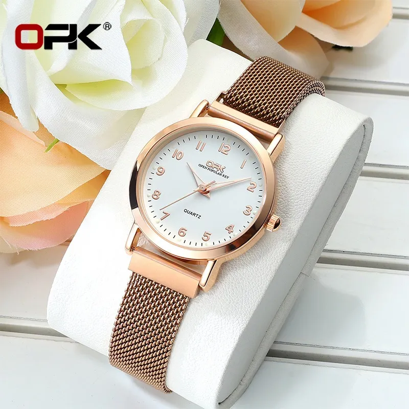 Ảnh Đồng Hồ OPK 8115 Chính Hãng Dành Cho Nữ Chống Nước Dây Kim Loại Thép Không Gỉ Giá Rẻ Mặt Nhỏ Đẹp Hàn Quốc 1
