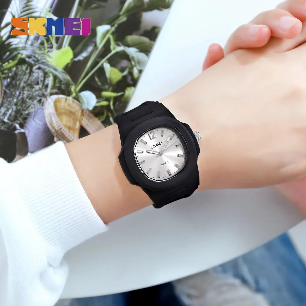 Ảnh Đồng hồ Quartz SKMEI 1717 chống thấm nước thiết kế đơn giản với dây đeo bằng silicon thời trang cho nam và nữ 1