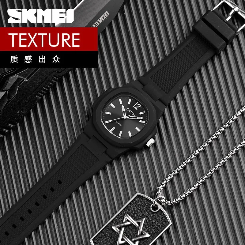 Ảnh Đồng hồ Quartz SKMEI 1717 chống thấm nước thiết kế đơn giản với dây đeo bằng silicon thời trang cho nam và nữ 3