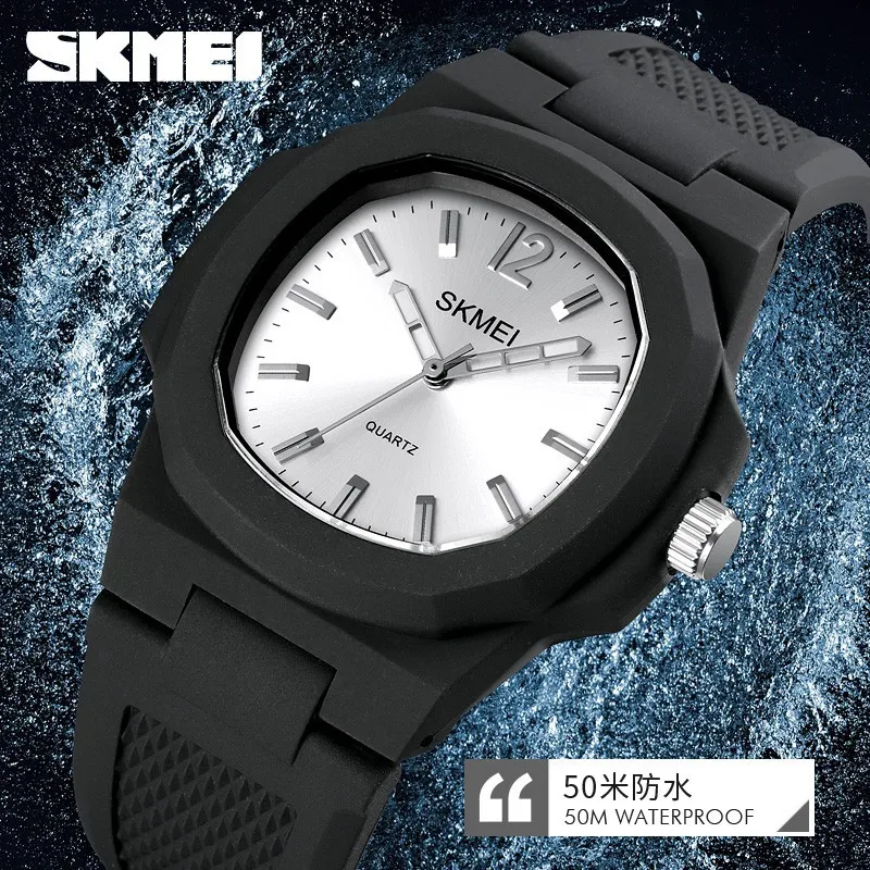 Ảnh Đồng hồ Quartz SKMEI 1717 chống thấm nước thiết kế đơn giản với dây đeo bằng silicon thời trang cho nam và nữ 4
