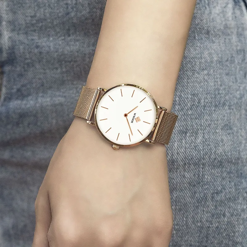 Ảnh Đồng Hồ Quartz WWOOR Chất Liệu Thép Không Gỉ Mạ Vàng Hồng Chống Thấm Nước Reloj Mujer-8840 4