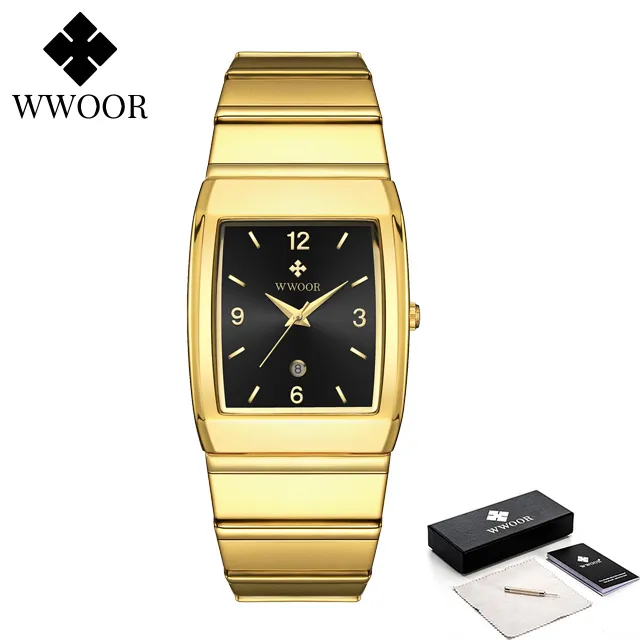Ảnh Đồng Hồ Quartz WWOOR Mạ Vàng Chống Thấm Nước Chất Liệu Thép Không Gỉ 8888 4