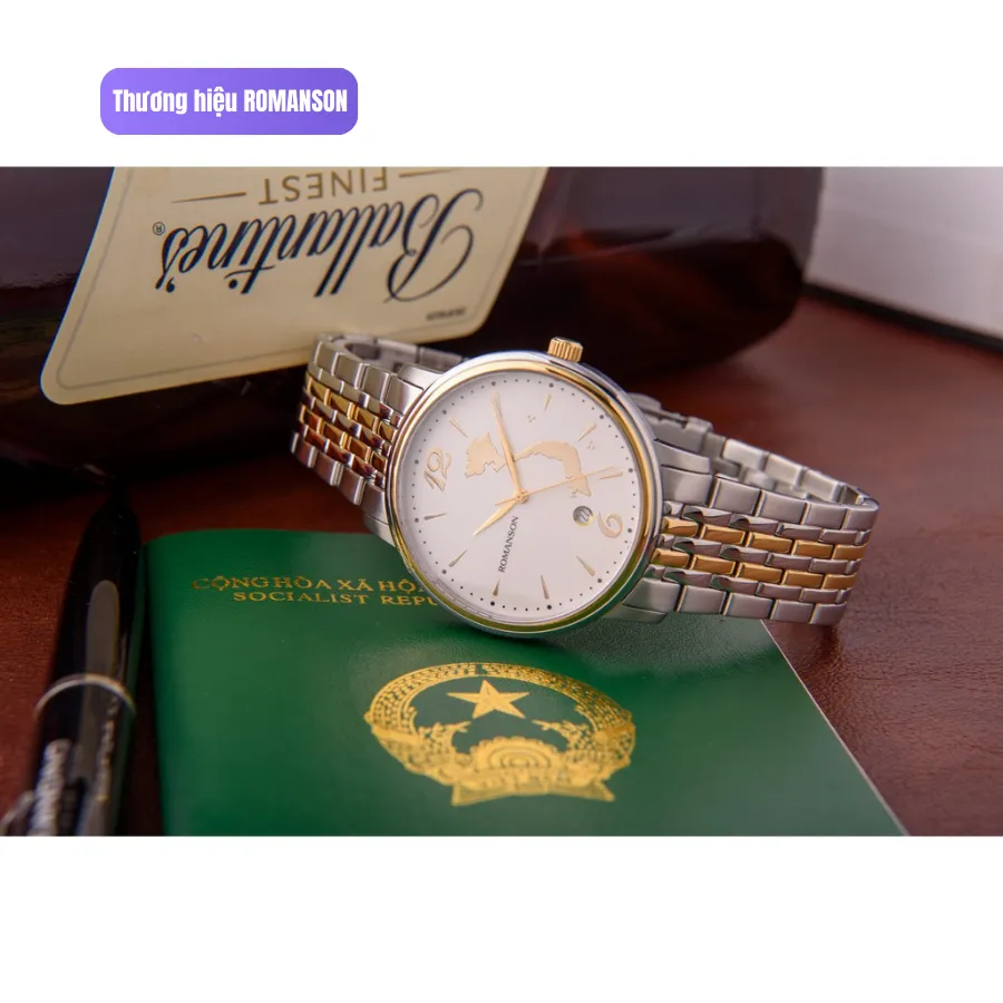 Ảnh ĐỒNG HỒ ROMANSON SPECIAL EDITION TM4259, xuất xứ Thuỵ Sĩ, mặt kính sapphire, viền thếp không gỉ 4