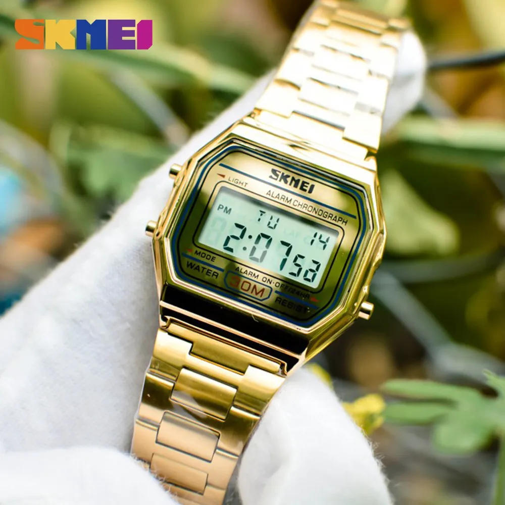Ảnh Đồng hồ SKMEI 1123 dây thép sang trọng mặt led tráng gương cảm ứng cao cấp dành cho giới trẻ/ nam và nữ 2