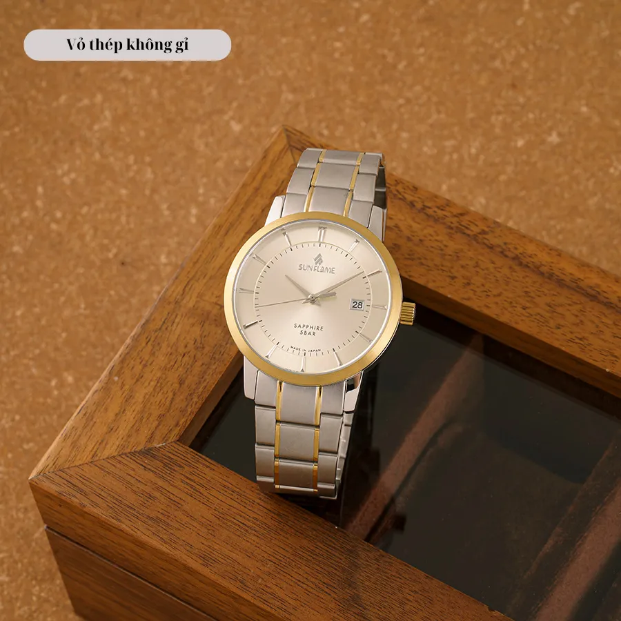 Ảnh Đồng hồ Sunflame Watch Twilight MJOS00-C mặt kính Sapphire chống xước, chống nước 5 ATM, dây thép đeo tay mẫu đôi nam nữ 4