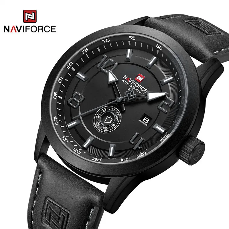 Ảnh Đồng hồ thạch anh quân sự thể thao bằng da kỹ thuật số tương tự NAVIFORCE dành cho nam (Phiên bản nâng cấp kèm hộp gốc) Jam Tangan 1
