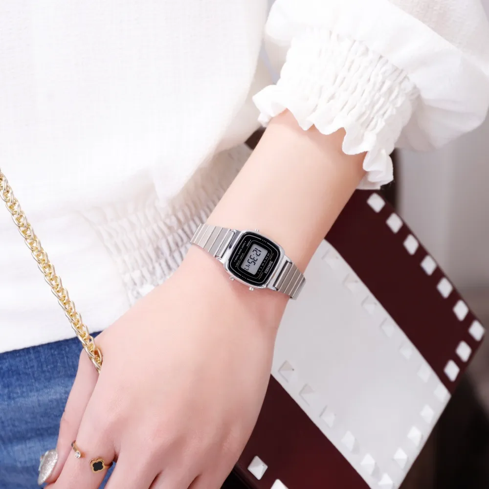 Ảnh Đồng hồ thời trang nữ SKMEI Màn hình kỹ thuật số chống nước 30m Đồng hồ điện tử dây thép không gỉ 1901 4