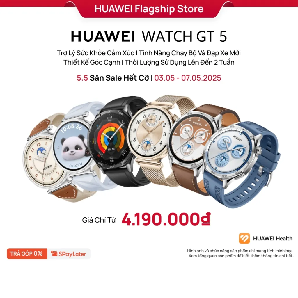 Ảnh Đồng Hồ Thông Minh HUAWEI WATCH GT5 Series Tính Năng Chạy Bộ Và Đạp Xe Mới | Thiết Kế Góc Cạnh | Thời Lượng 2 Tuần 1