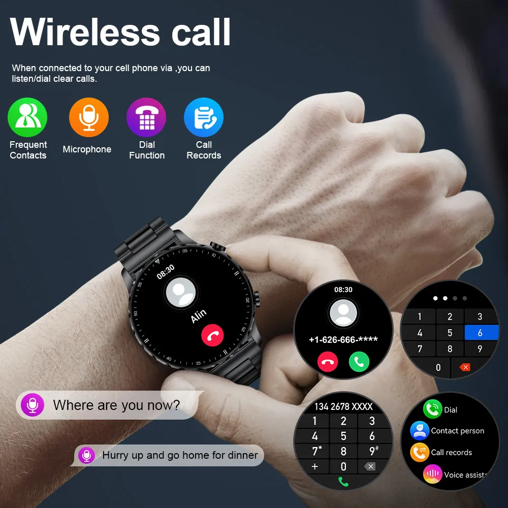 Ảnh Đồng hồ thông minh LIGE Nam Cuộc gọi Bluetooth 1,53 inch Cảm ứng toàn màn hình Chống nước Theo dõi sức khỏe Theo dõi sức khỏe 2