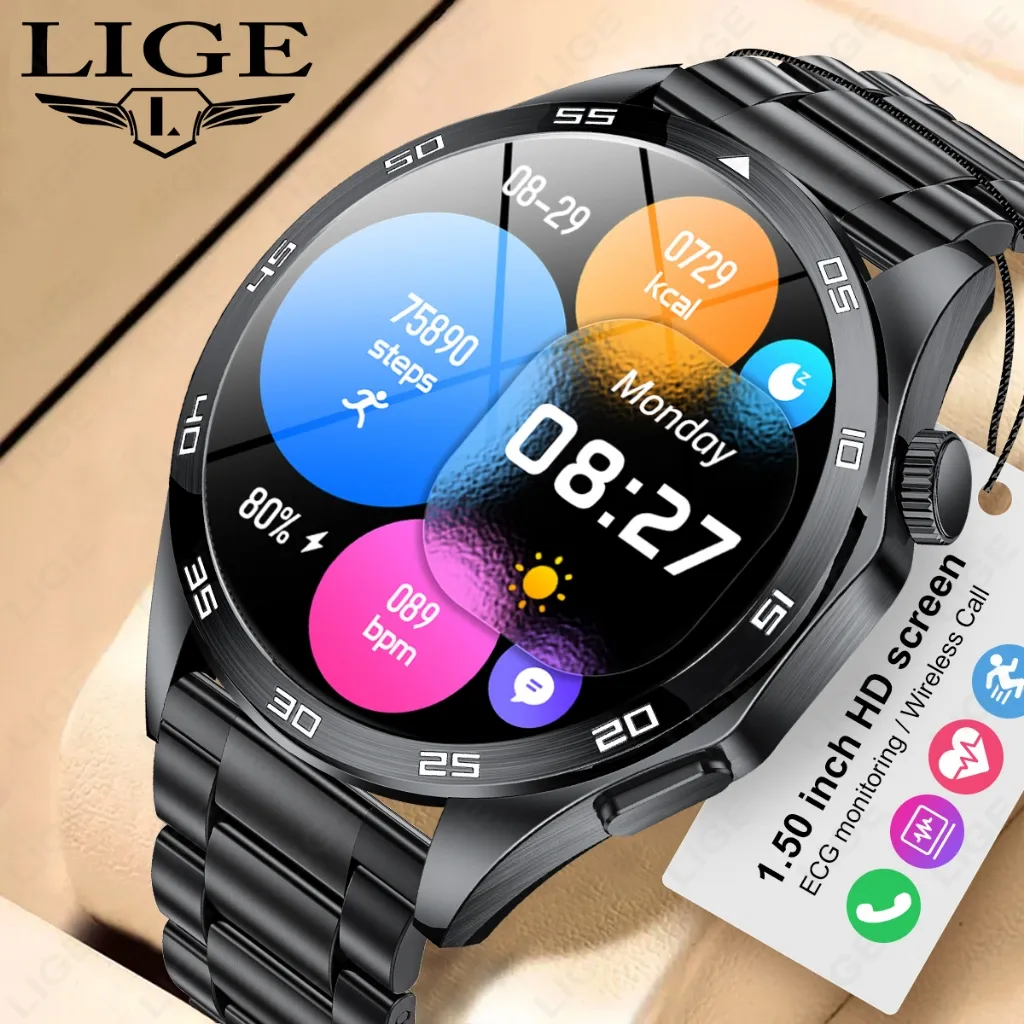 Ảnh Đồng hồ thông minh LIGE Nam Bluetooth IP68 Theo dõi thể thao chống nước Nhịp tim 1