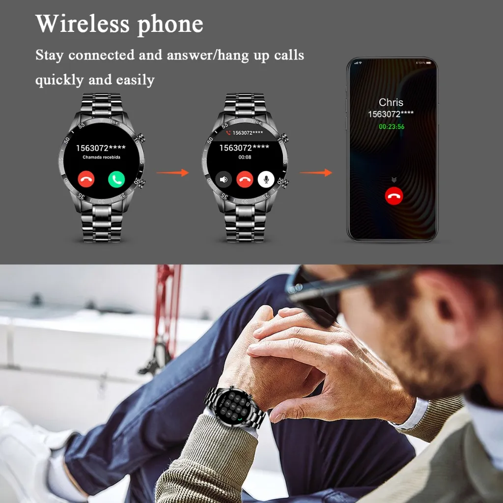 Ảnh Đồng hồ thông minh LIGE Nam Cuộc gọi Bluetooth Thể thao chống nước Theo dõi sức khỏe Màn hình cảm ứng toàn diện 2