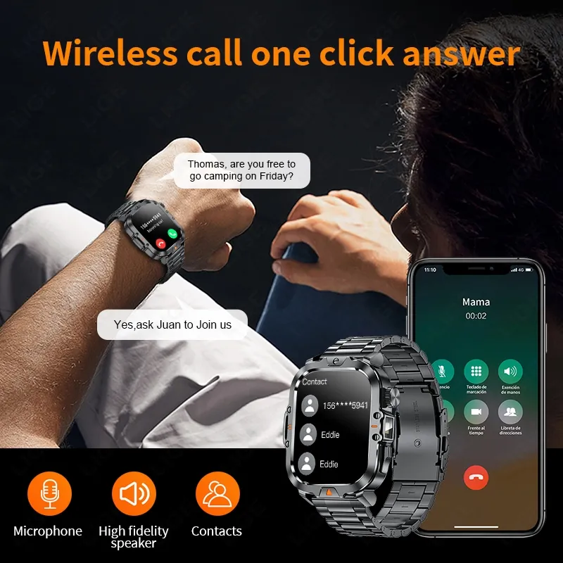 Ảnh Đồng hồ thông minh LIGE V17 Nam LED FlashLight Mặt số tùy chỉnh Cuộc gọi Bluetooth Giám sát sức khỏe Chống nước 1