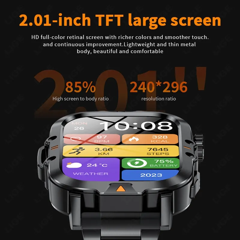 Ảnh Đồng hồ thông minh LIGE V17 Nam LED FlashLight Mặt số tùy chỉnh Cuộc gọi Bluetooth Giám sát sức khỏe Chống nước 4