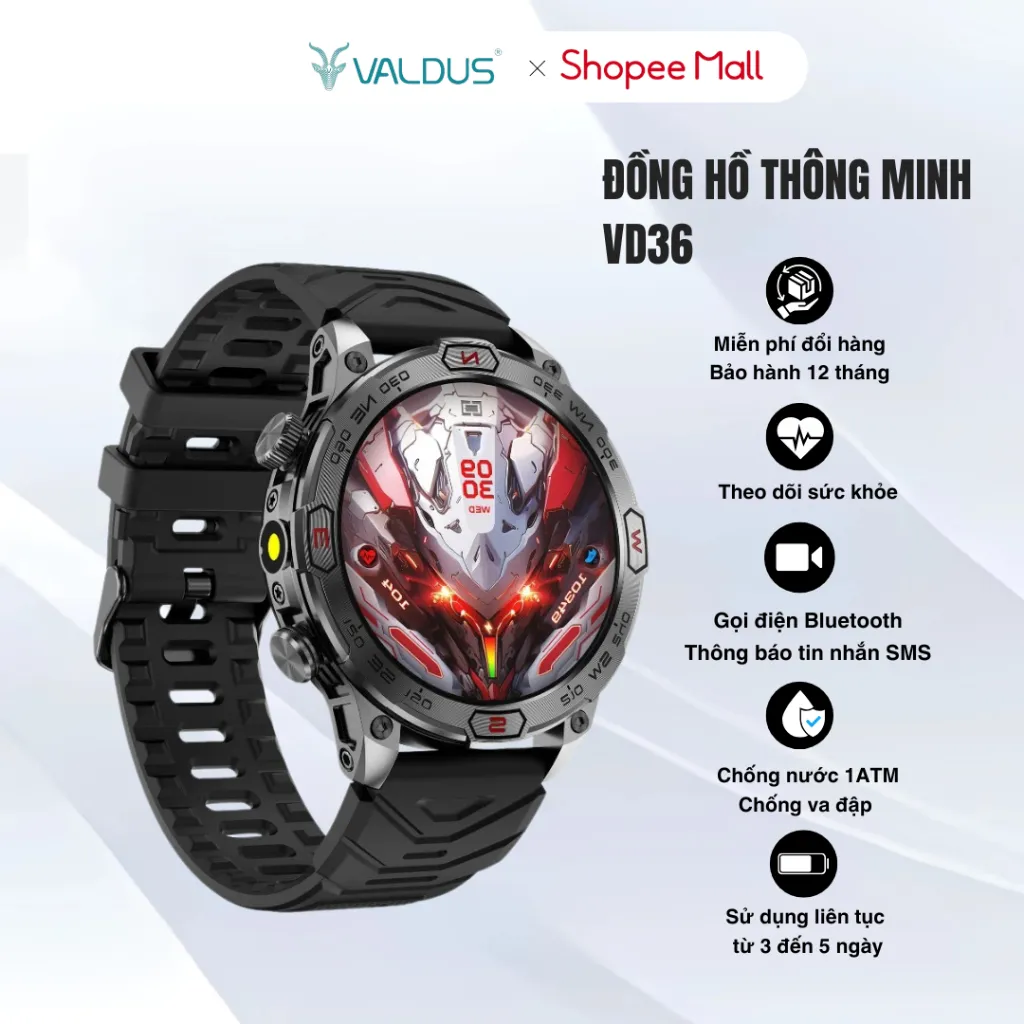 Ảnh Đồng hồ thông minh thể thao chính hãng Valdus VD36pro gọi bluetooth Theo dõi sức khỏe  bảo hành1 năm 1