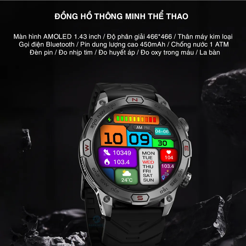Ảnh Đồng hồ thông minh thể thao chính hãng Valdus VD36pro gọi bluetooth Theo dõi sức khỏe  bảo hành1 năm 2