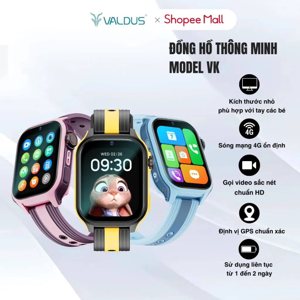 Ảnh Đồng hồ thông minh trẻ em Valdus MODEL VK Kidwatch sim4G  videocall định vị chính xác bảo hành 1 năm 1