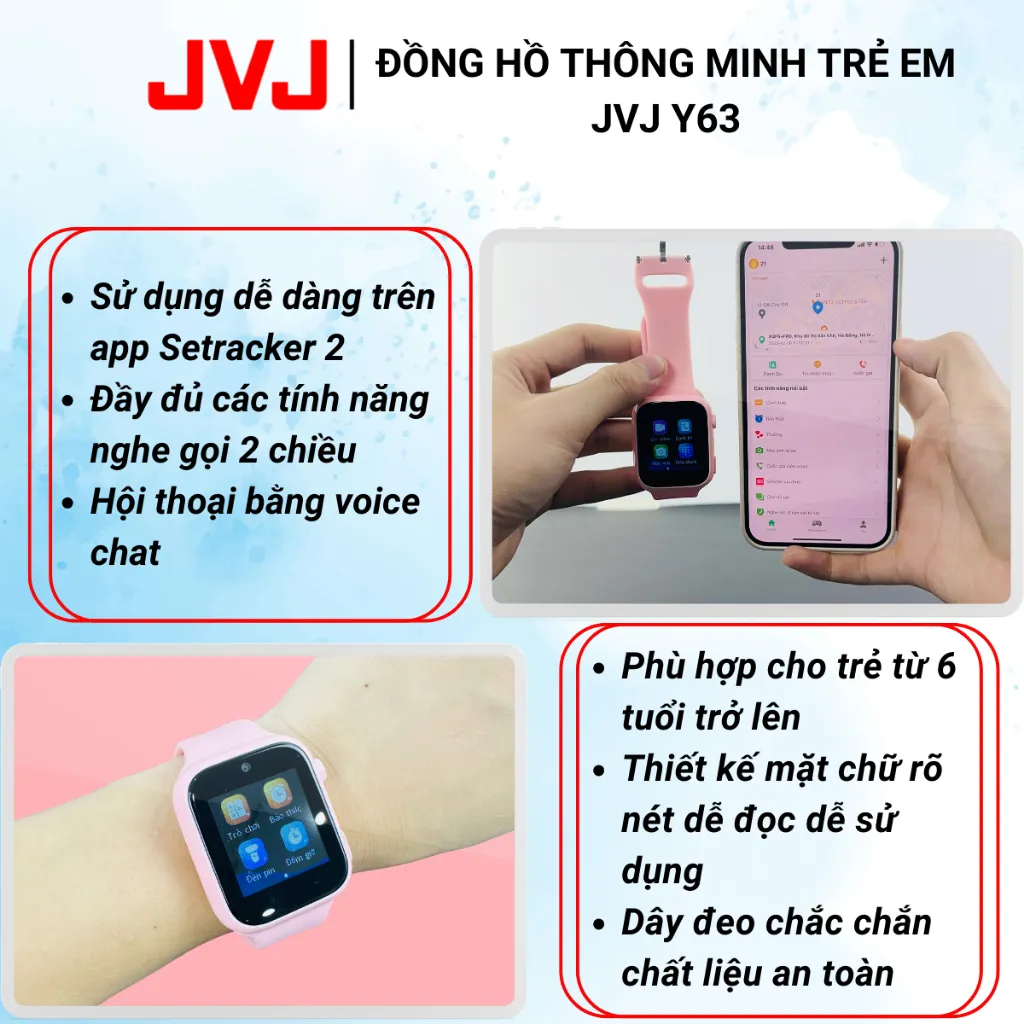 Ảnh Đồng hồ Thông Minh Trẻ Em JVJ Y63, Call Video Lắp Sim Nghe Gọi 2 Chiều Định Vị Chính Xác Kháng Nước 3