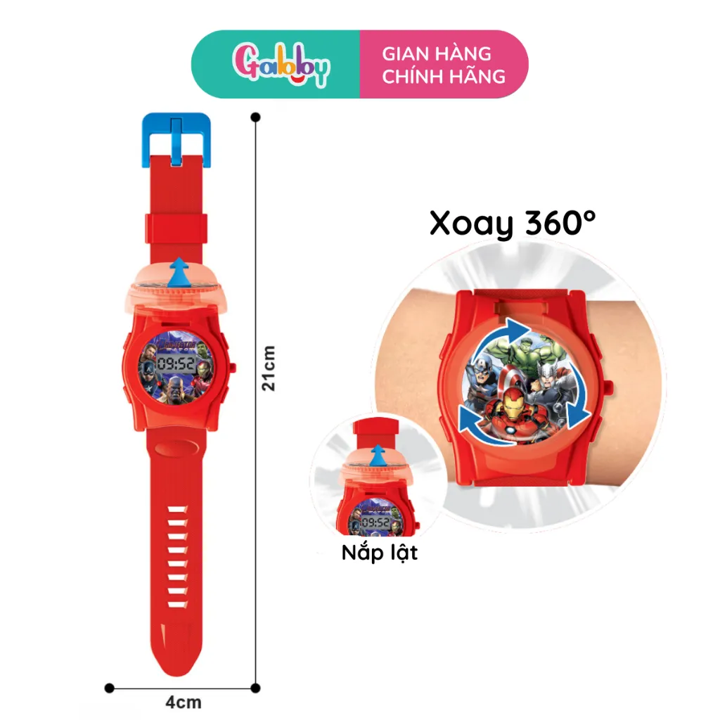 Ảnh Đồng Hồ Trẻ Em Mặt Xoay 360° Các Nhân Vật Hoạt Hình SpiderMan, Kuromi, Melody, Frozen, Doraemon 1
