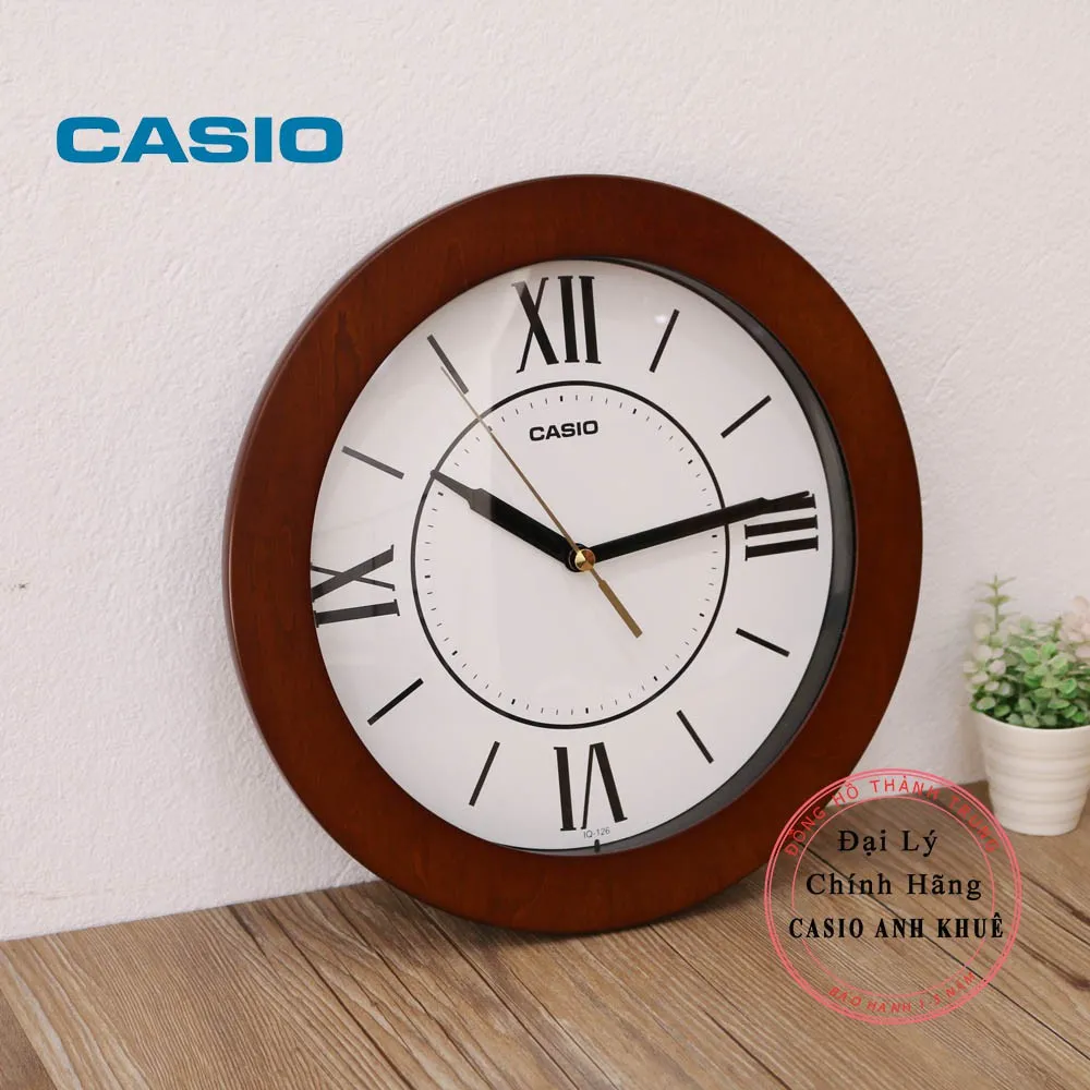 Ảnh Đồng hồ treo tường Casio IQ-126-5BDF kim trôi viền gỗ 2