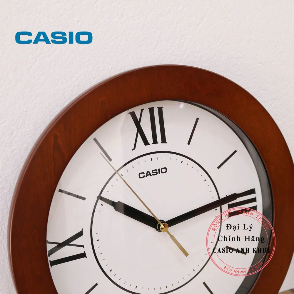 Ảnh Đồng hồ treo tường Casio IQ-126-5BDF kim trôi viền gỗ 3