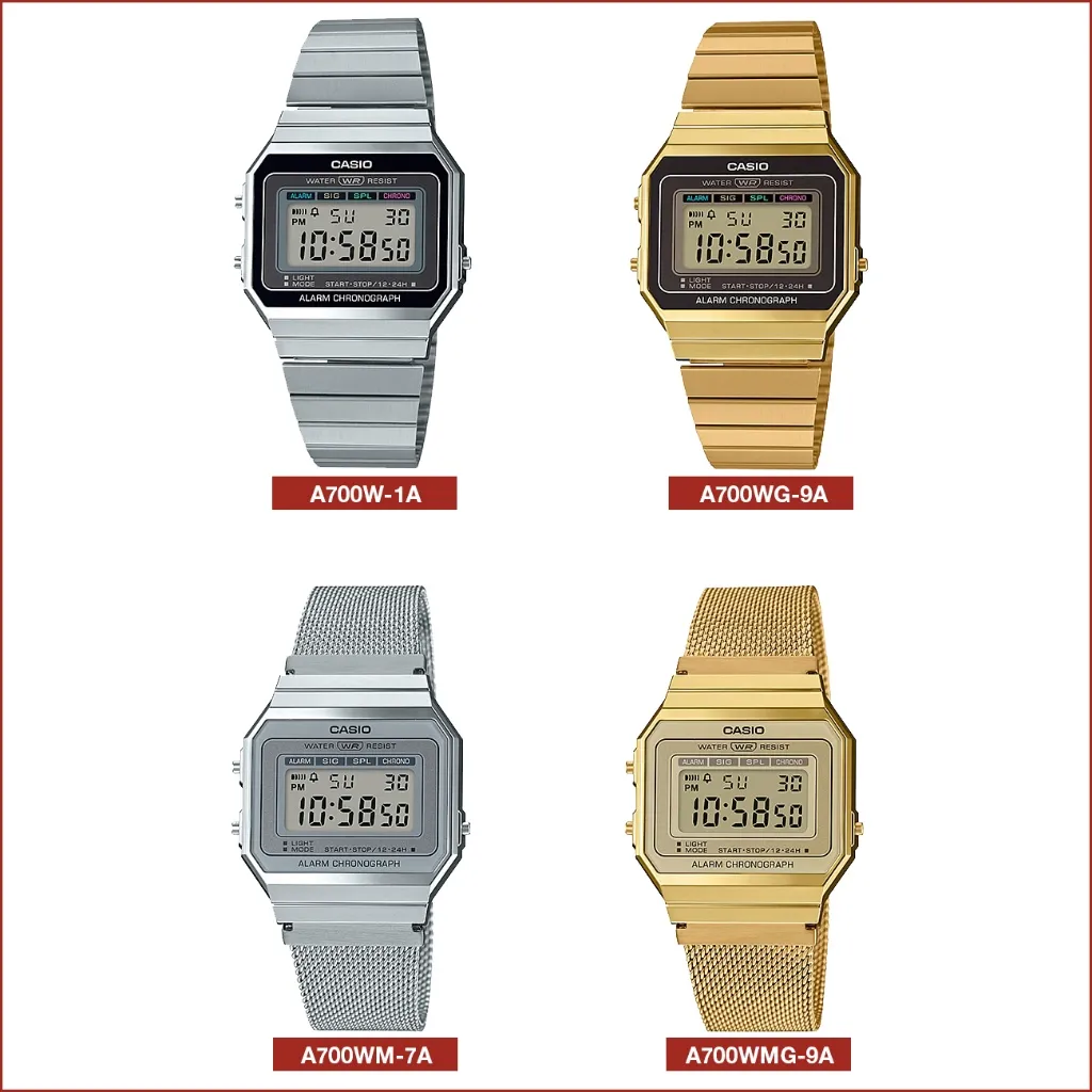 Ảnh Đồng hồ unisex dây kim loại Casio chính hãng A700 Series (35mm) 2
