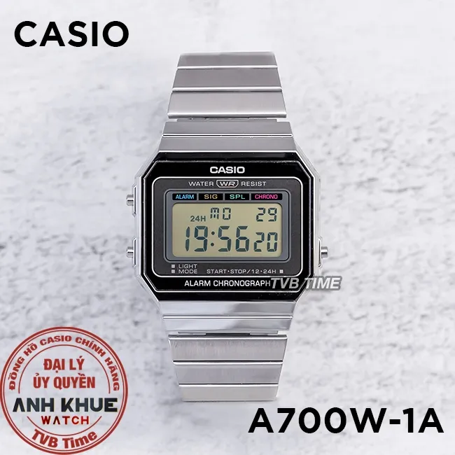 Ảnh Đồng hồ unisex dây kim loại Casio chính hãng A700 Series (35mm) 3