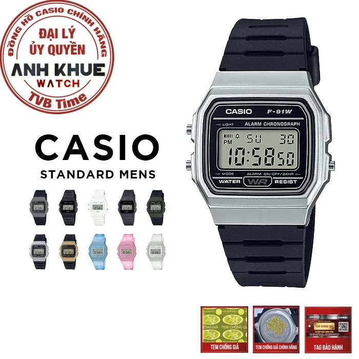 Ảnh Đồng hồ unisex dây nhựa Casio chính hãng F-91 (35mm) (tay nam nhỏ và nữ) 1