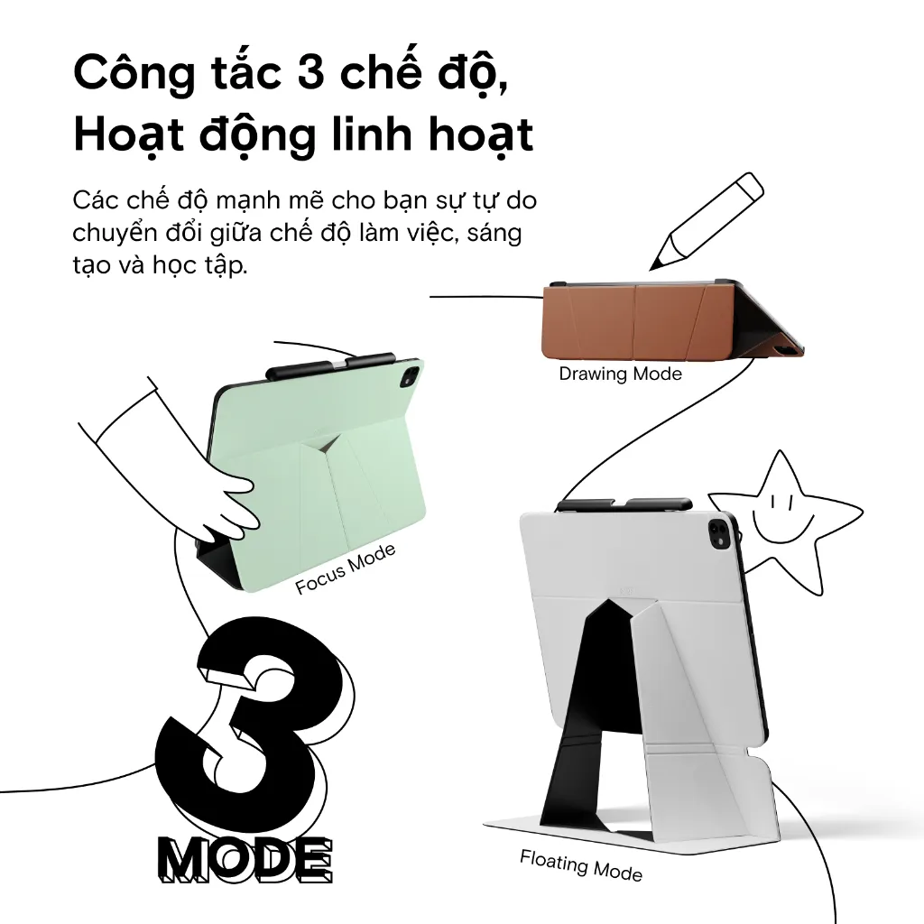 Ảnh Ốp điện thoại Folio phao MOFT cho iPad Air thế hệ thứ 6 11 '' M2 2024 & Pro 13 M4 Folio Giá đỡ bút chì 3