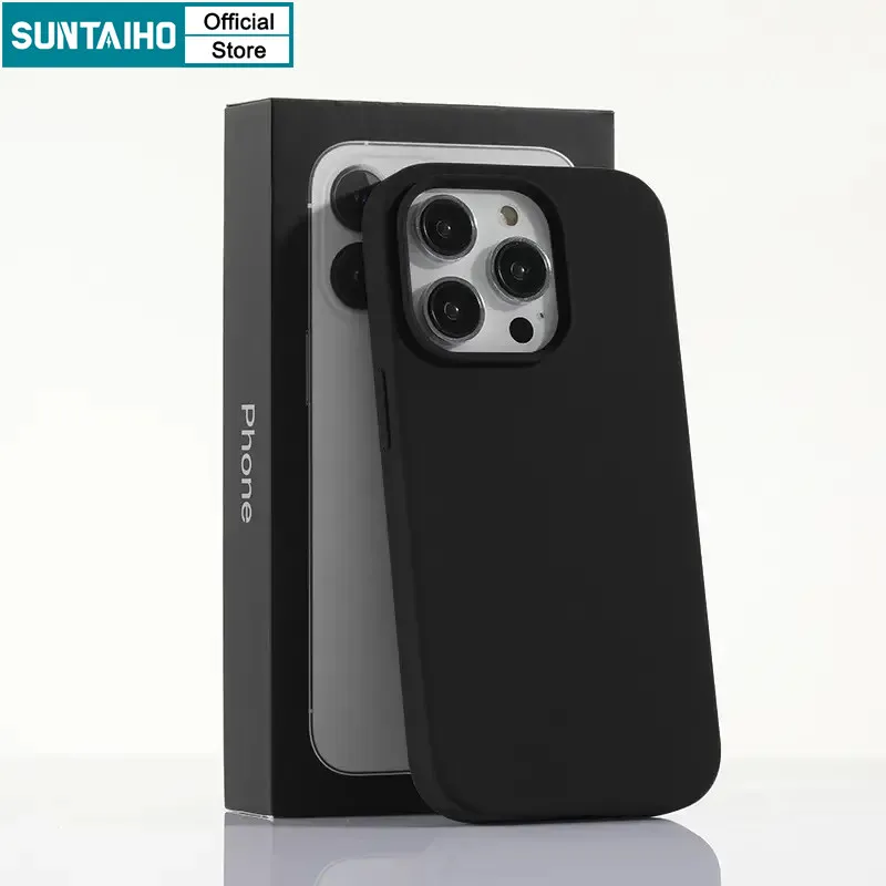 Ảnh Ốp điện thoại mềm silicon lỏng màu xanh thẩm mỹ cao cấp Suntaiho Cặp đôi cao cấp Vỏ chống sốc phong cách đơn giản cho IPhone 11 12 13 14 15 16 Pro Max IP 7 8 Plus Iphon X Xs XR Xs Max 1