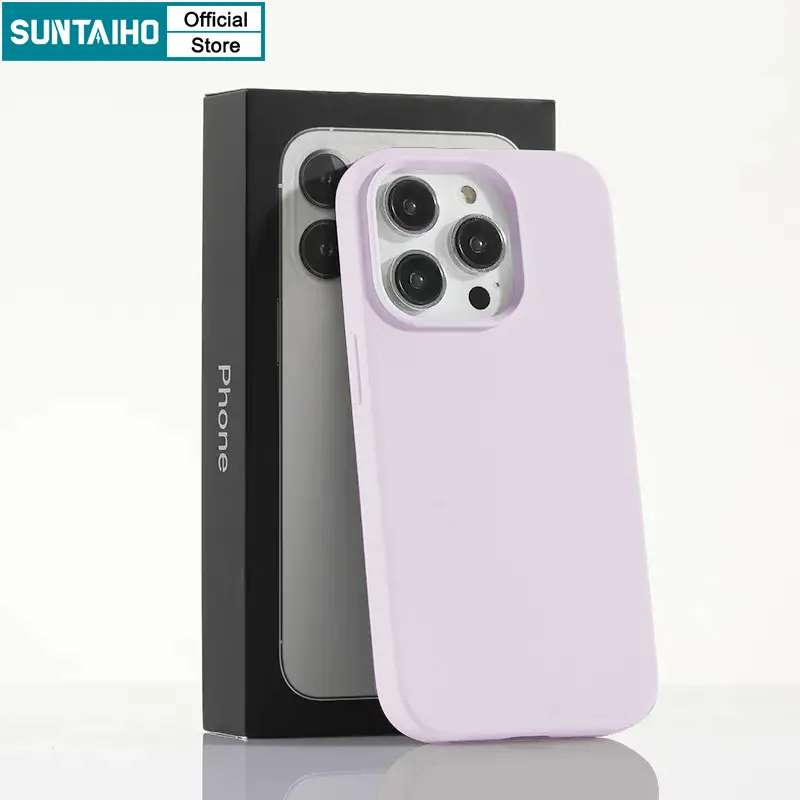 Ảnh Ốp điện thoại mềm silicon lỏng màu xanh thẩm mỹ cao cấp Suntaiho Cặp đôi cao cấp Vỏ chống sốc phong cách đơn giản cho IPhone 11 12 13 14 15 16 Pro Max IP 7 8 Plus Iphon X Xs XR Xs Max 3