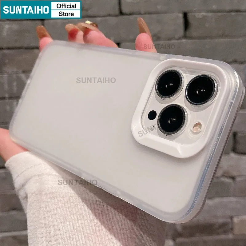 Ảnh Ốp Lưng iPhone Đẹp đen silicon Mềm Mờ nhám Trong Suốt Chống Sốc Suntaiho Cho Iphone 16 15 14 12 13 11 Pro Max IP 7 8 Plus Iphon X XR Xs Max 3