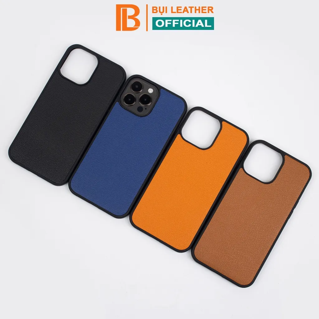 Ảnh Ốp lưng Iphone thủ công da epsom cao cấp- màu đơn sắc- viền TPU chống sốc Bụi Leather 1